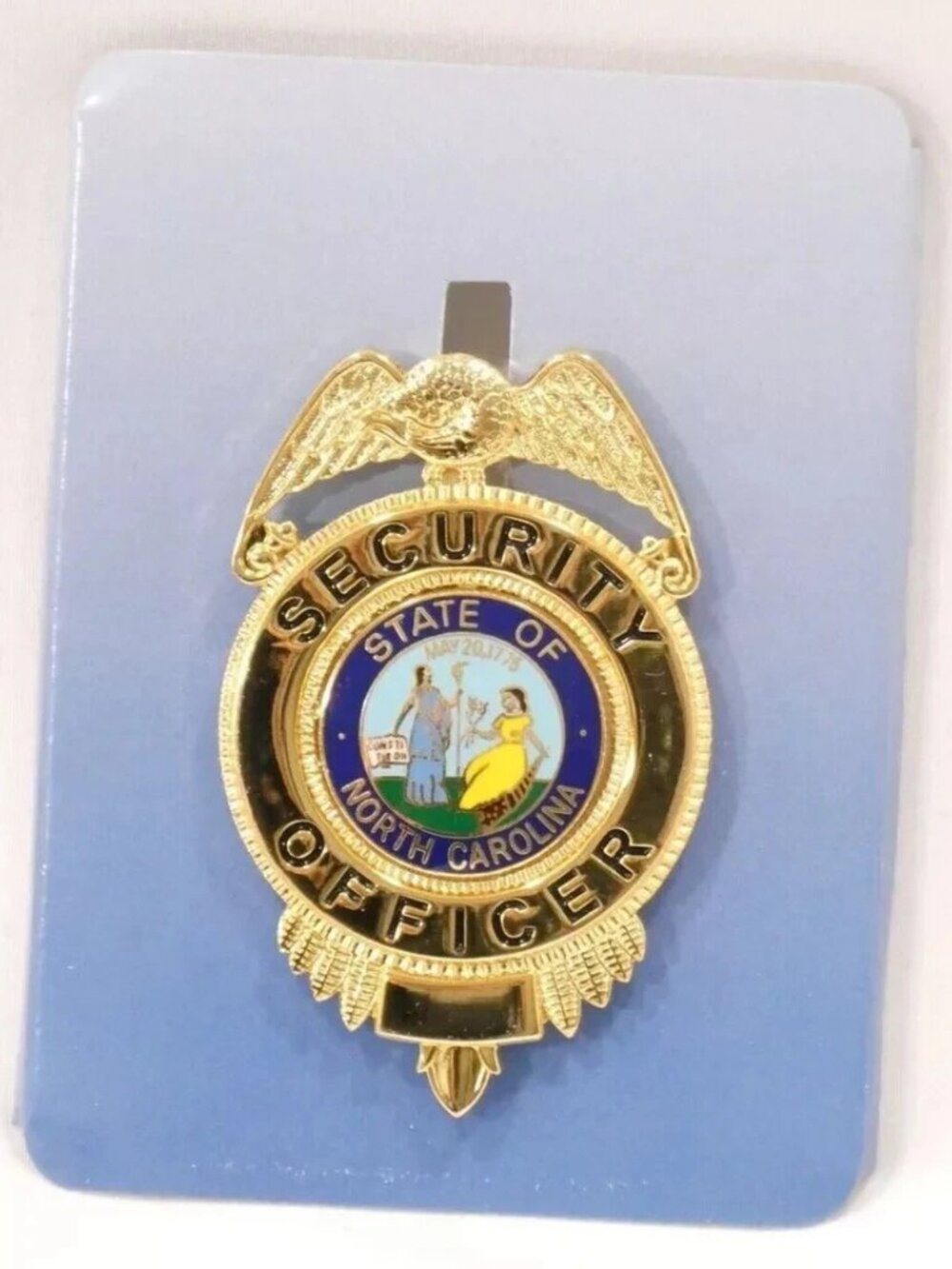 HERO'S PRIDE NORTH CAROLINA HAT BADGE SECURITY OFFICER GOLD #19005G COLLECTIBLE